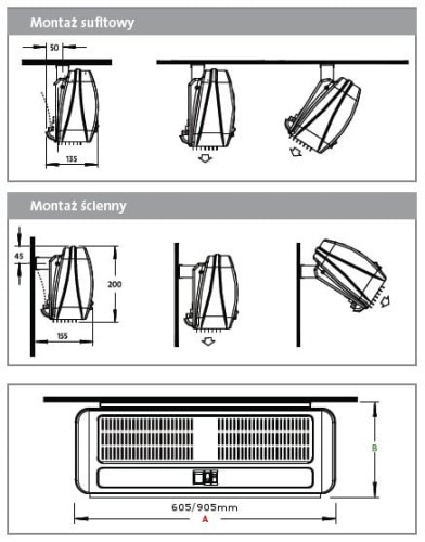 kurtyna powietrzna AC 3RN DIMPLEX wymiary
