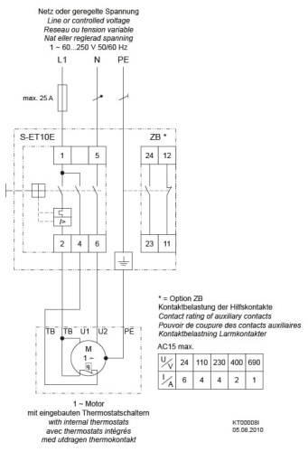 przekaźnik ochrony termicznej S-ET 10E schemat