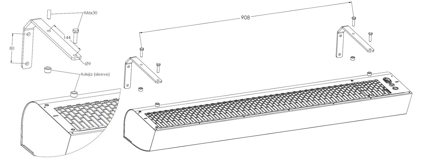 kurtyna powietrzna GUARD ONE 100E montaż