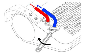 kurtyna powietrzna wodna z czujnikiem ruchu i filtrem SLIM W-100 podłączenie